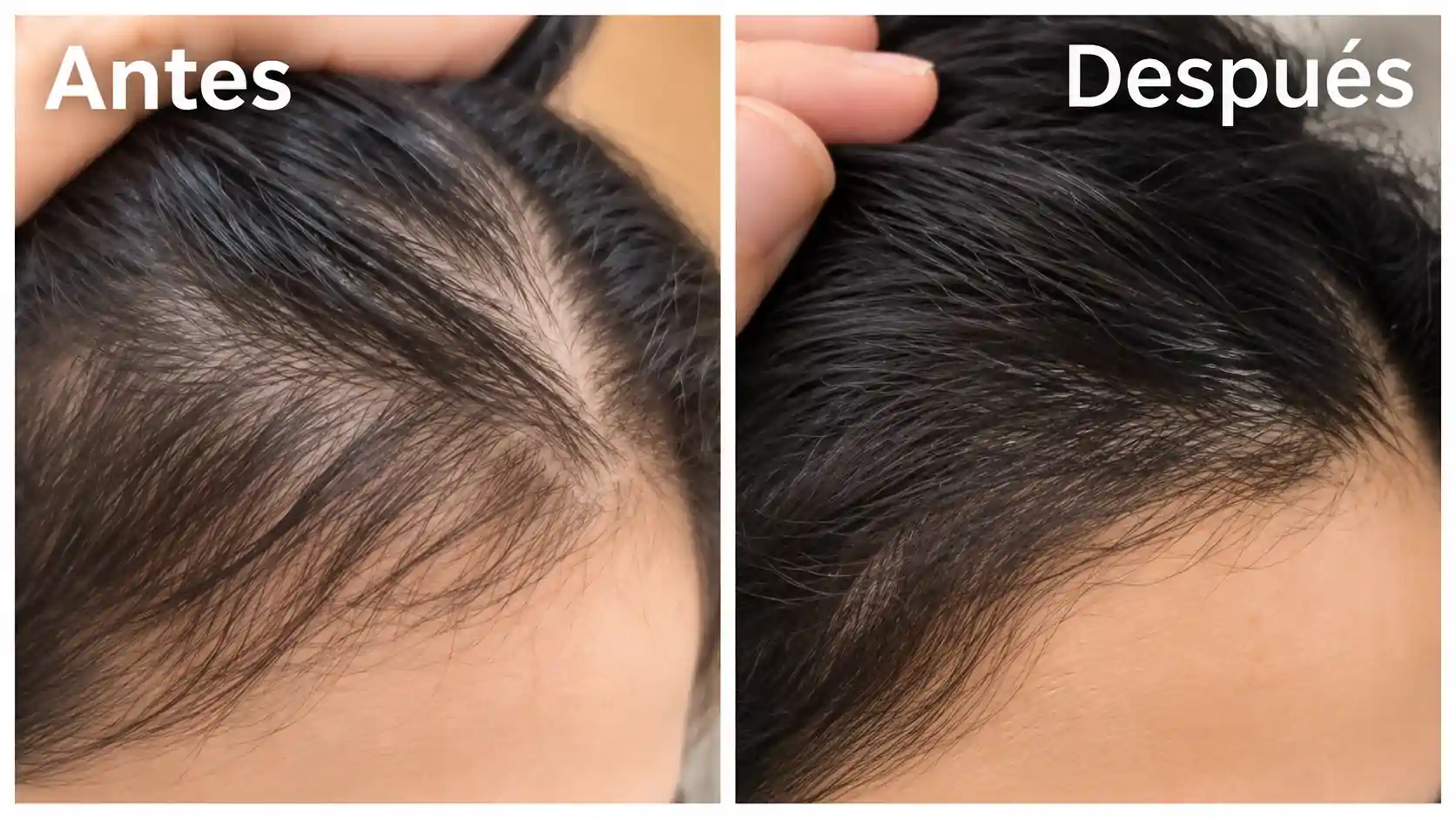 Antes y después de un tratamiento capilar TR10 para fortalecer el cabello