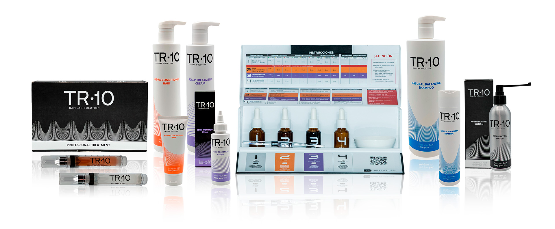 Productos TR10 Capilar Solution utilizados en protocolos capilares de Alfa Clinics Zaragoza